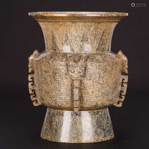 CHINESE ARCHAIC JADE ZUN VASE