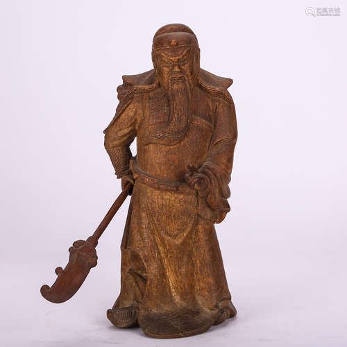 CHINESE BAMBOO FIGURE OF GUANDI