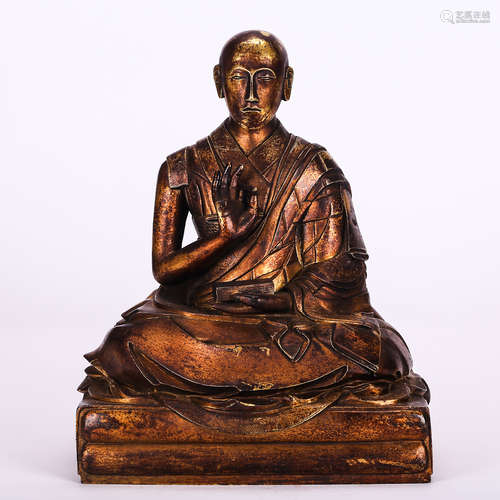 CHINESE GILT BRONZE FIGURE OF GURU