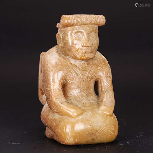 CHINESE ARCHAIC JADE FIGURINE