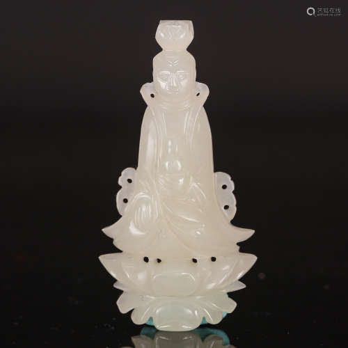 CHINESE WHITE JADE GUANYIN PENDANT