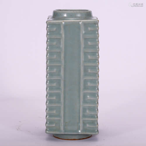 CHINESE CELADON GLAZED CONG VASE