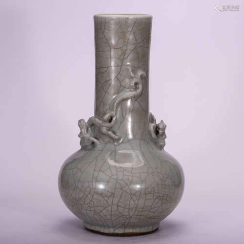 CHINESE CRACKLE GLAZED CHILONG VASE