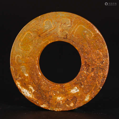 CHINESE ARCHAIC JADE BI DISK