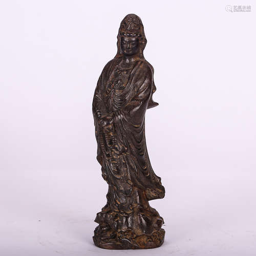 CHINESE HARDWOOD FIGURE OF GUANYIN