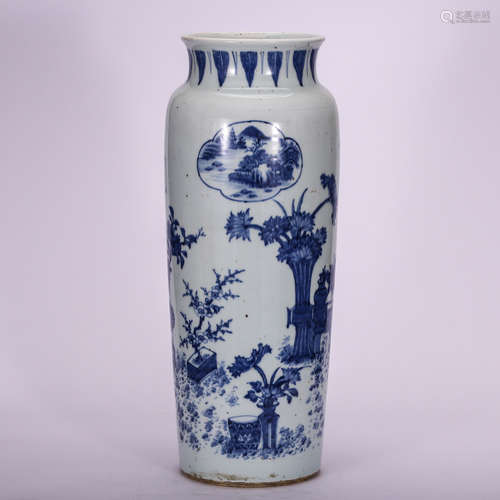 CHINESE BLUE AND WHITE SLEEVE VASE