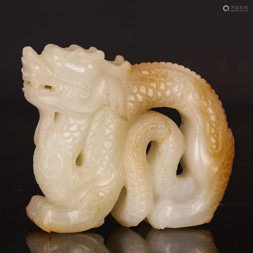 CHINESE WHITE JADE CARVED DRAGON