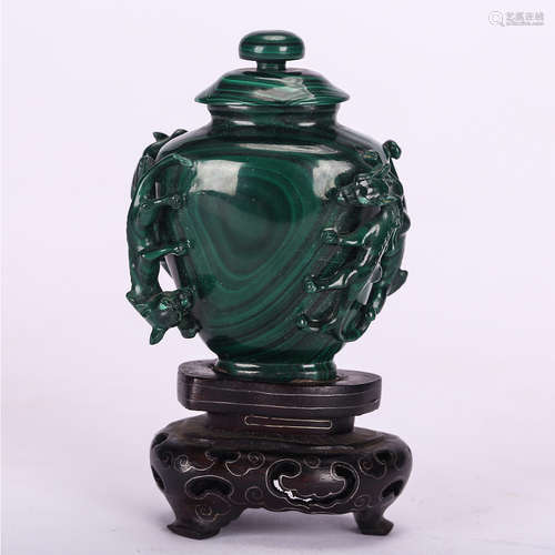 CHINESE MALACHITE CHILONG VASE