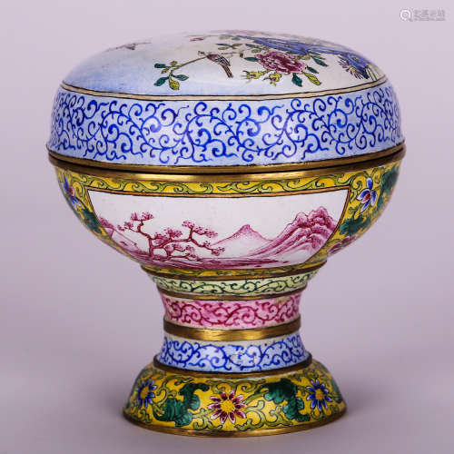 CHINESE BRONZE ENAMEL COVER BOWL