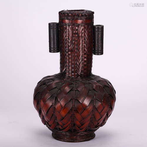 CHINESE BAMBOO WAVED BOTTLE VASE