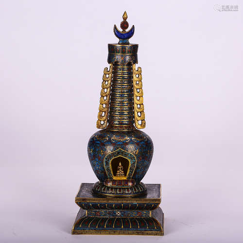 CHINESE CLOISONNE BUDDHIST STUPA