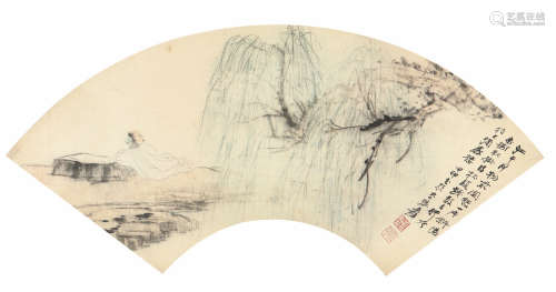 张大千(1899-1983) 柳荫高士