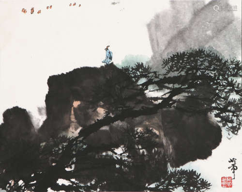 秦岭云(1914-2008) 松山高士