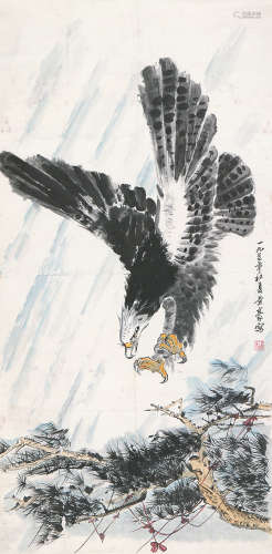 张景豪(1913- 2003) 松鹰图