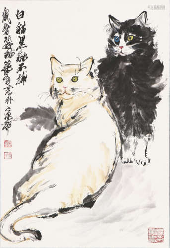 黄 胄(1925-1997) 黑猫白猫