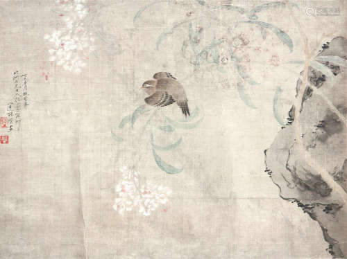 张 槃(1812-?) 鸣雀图
