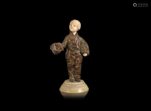 ENGRAVED TO BASE 'D.H Chiparus', CIRCA 1920 a Patinated Bronze and Carved Ivory Study of a Child with Accordion by Demetre Chiparus