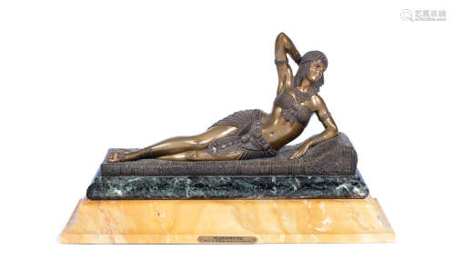 SIGNED IN CAST 'D.H Chiparus'; CIRCA 1925 'Cleopatra' an Art Deco Gilded Bronze Model by Demetre Chiparus