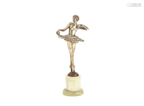 SIGNED IN CAST, CIRCA 1925 an art deco silvered bronze model of a Ballet Dancer by Josef Lorenzl