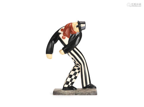 STAMPED AND PAINTED MARKER'S MARKS, CIRCA 1925 'le danseur jean borlin' a stylish art deco figural ceramic study by jan and joel martel