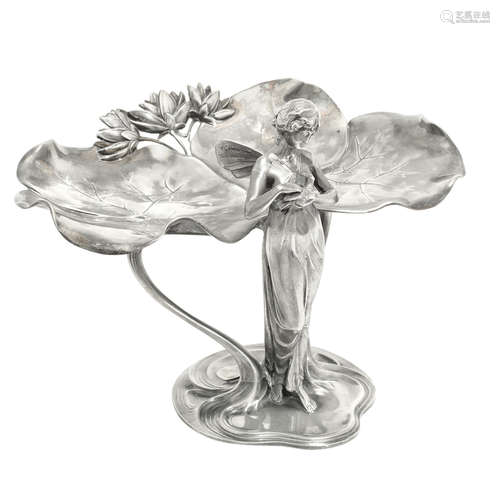 STAMPED MAKER'S MARKS, CIRCA 1900 a figural WMF pewter centrepiece