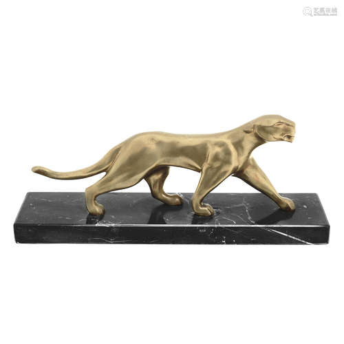 ENGRAVED NAME TO BASE, CIRCA 1925  an art deco gilded bronze study of a prowling panther by Michel Decoux