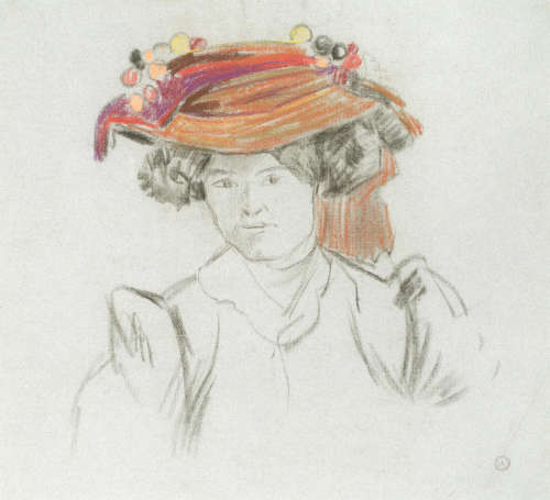 Study of a lady in a hat Ludovic Rodo Pissarro(French, 1878-1952)