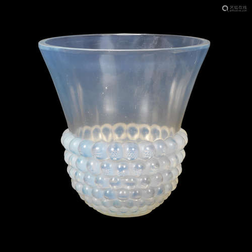 ACID-STAMPED 'R.LALIQUE'; PRE 1947 A René Lalique Frosted and Polished Opalescent Glass 'Graines' Vase