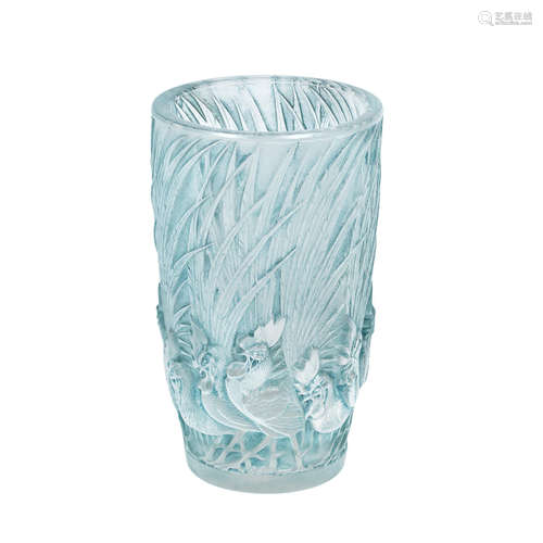 ENGRAVED 'R.LALIQUE FRANCE'; PRE 1947 A René Lalique Frosted and Polished 'Coqs et Plumes' Vase