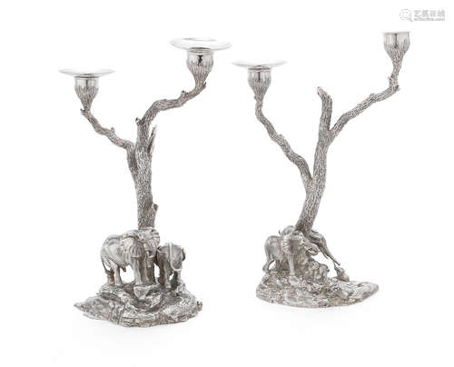 Zimbabwe 1999 / 2000, with facsimile signatures  (2) Patrick Mavros: a pair of silver candelabra