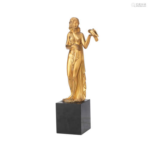 SIGNED IN CAST, CIRCA 1925 'Messenger of Love' an art deco gilded bronze figure by demetre chiparus