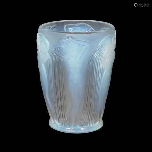 ENGRAVED 'R.LALIQUE FRANCE'; PRE 1947 A René Lalique frosted and polished opalescent glass 'Danaïdes' vase