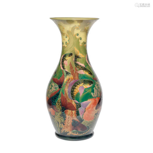 ARTIST MONOGRAM, DATED 1992 a large-size moorcroft carp vase by sally tuffin in an edition of one hundred