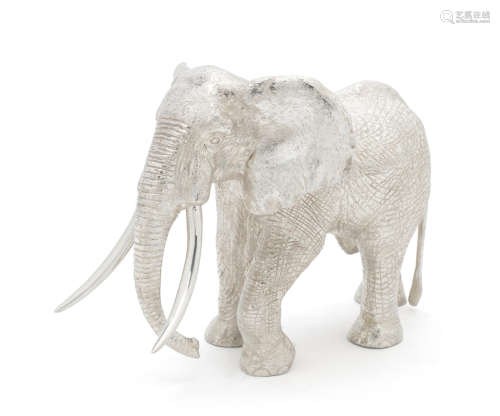 by W Comyns, London, no apparent date letter  A silver large model of an elephant
