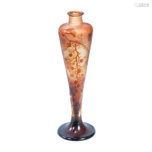 SIGNED 'Gallé', CIRCA 1900 A Gallé cameo glass Vase with stems of orange berries