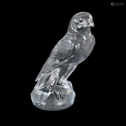 MOULDED 'R.LALIQUE'; PRE 1947 A RENÉ LALIQUE FROSTED AND POLISHED GLASS 'FAUCON' MASCOT