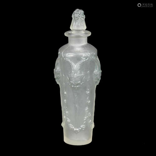 ENGRAVED 'R.Lalique, France; PRE 1947 A René Lalique Frosted and Polished Glass 'Pan' Perfume Bottle and Stopper