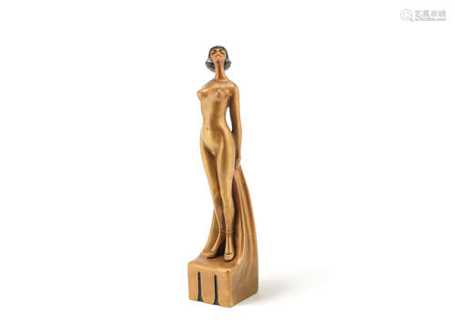 SIGNED IN CAST, CIRCA 1925 a stylish art deco gilded bronze model of a female nude by roland paris