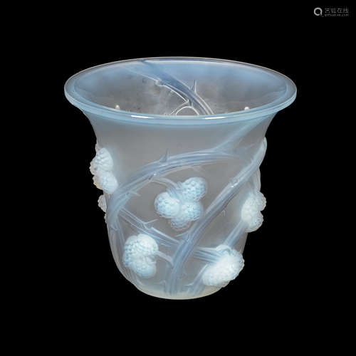 ACID STAMPED 'R LALIQUE FRANCE'; PRE 1947 A René Lalique Frosted and Polished Glass 'Mûres' Vase