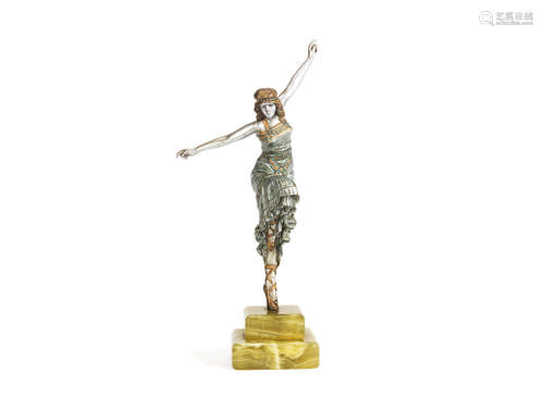 ENGRAVED SIGNATURE TO BASE, CIRCA 1925 'Russian Dancer' a small-size patinated and gilded bronze study by Paul Philippe