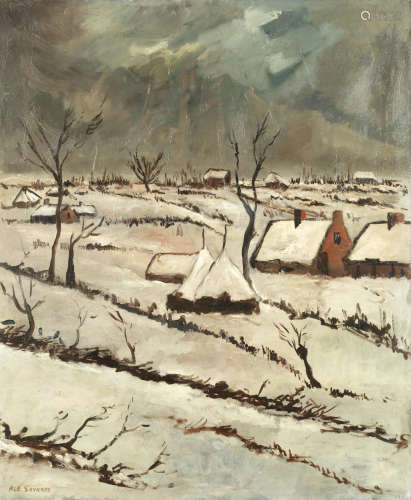 Winter landscape Albert Saverys(Belgian, 1886-1964)