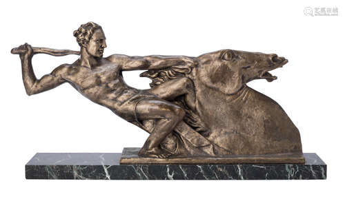 SIGNED IN CAST, CIRCA 1925 'horse rider' an art deco silvered bronze study by antonio bazzoni