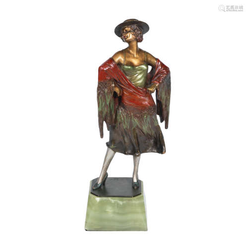 SIGNED IN CAST, CIRCA 1925 'Spanish Dancer' a cold-painted art deco bronze study by bruno zach