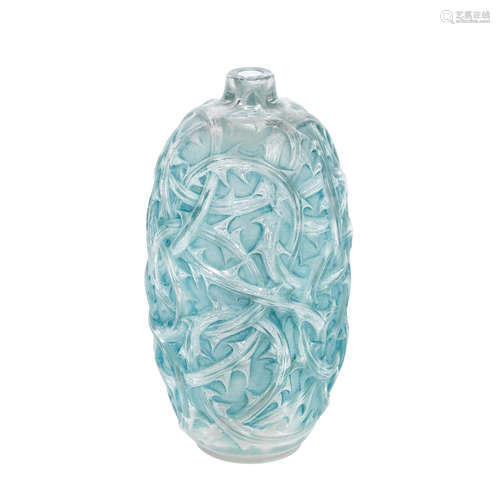 ENGRAVED 'R.Lalique'; PRE 1947 A René Lalique Frosted and Polished Glass 'Ronces' Vase