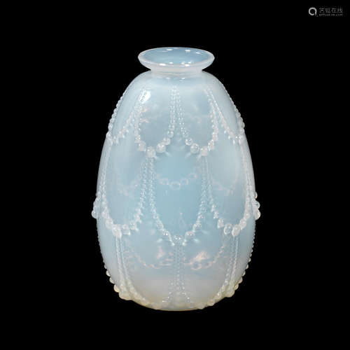 ACID STAMPED 'R LALIQUE FRANCE'; PRE 1947 A René Lalique Opalescent Glass 'Perles' Vase