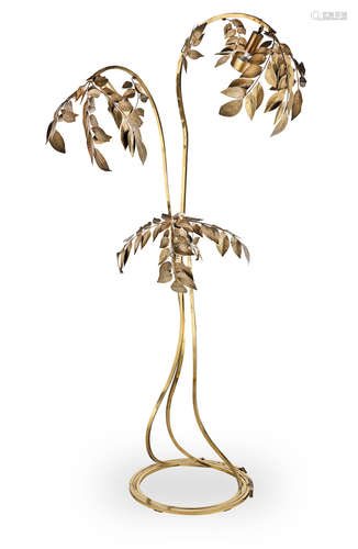 cast and tubular brass, 207cm high x 95cm wide  Tommaso Barbi (Italian, 20th century) Floor lamp, 1970's