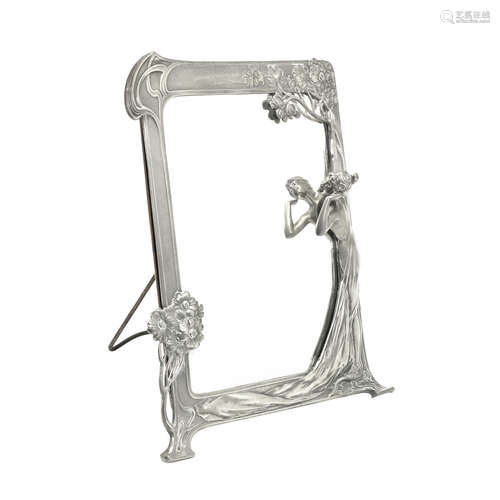 STAMPED MAKER'S MARKS, CIRCA 1900 a WMF pewter figural pewter art nouveau easel mirror