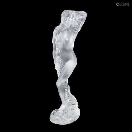 ENGRAVED LALIQUE SIGNATURE; LATE 20TH/EARLY 21ST CENTURY A Lalique Frosted and Polished Glass Figural Statue titled 'Oceanide'