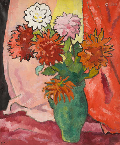 Dahlias, cruche verte Louis Valtat(1869-1952)