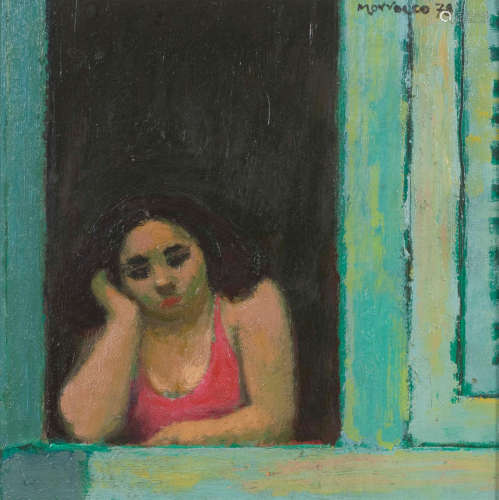 Woman at Window 20 x 21 cm. (7 7/8 x 8 1/4 in.) Alberto Morrocco OBE RSA RSW RP RGI LLD D Univ(British, 1917-1998)